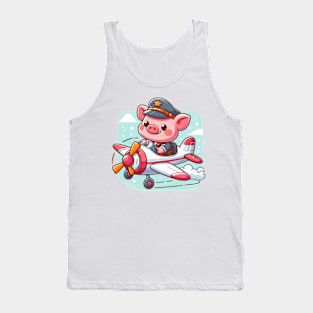 Cute Pilot Pig Tank Top